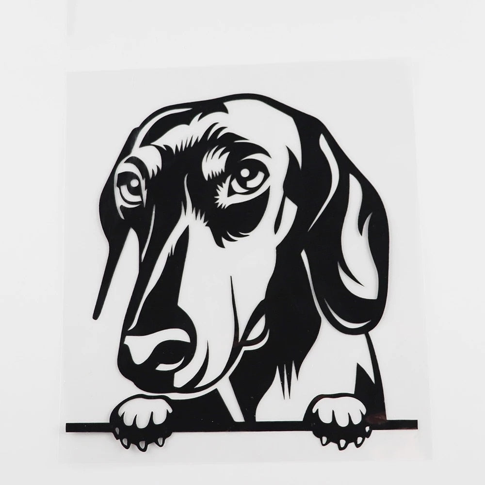 Dachshund Vinyl Car Peeker Sticker