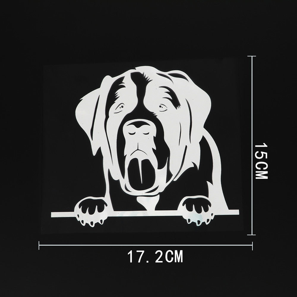 St. Bernard Vinyl Car Peeker Sticker