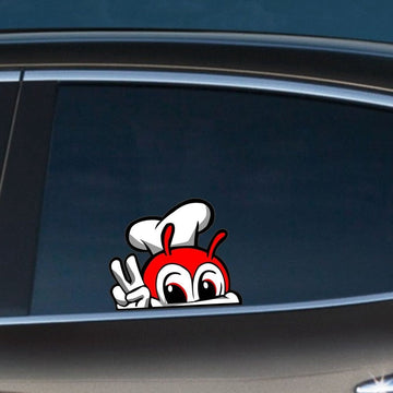 Cute 'Jollibee | Peace Sign' Vinyl Car Peeker Sticker