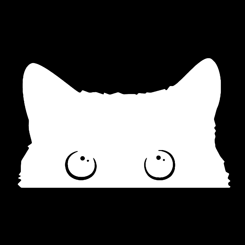 White Cat Vinyl Car Peeker Sticker