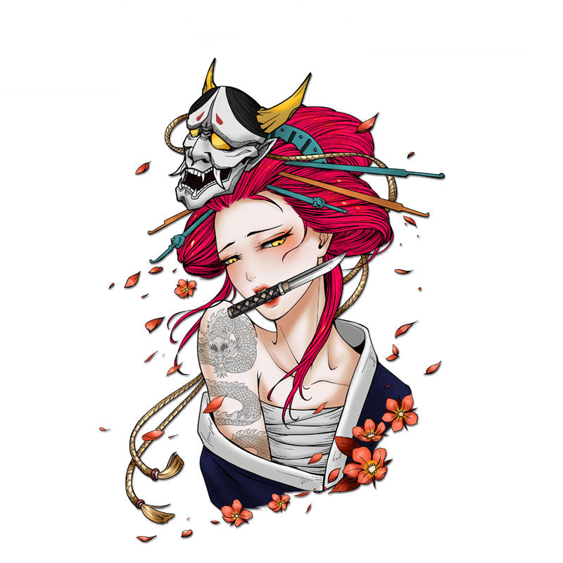 Japanese Geisha 'Demon Mask 2.0' Vinyl Car Sticker