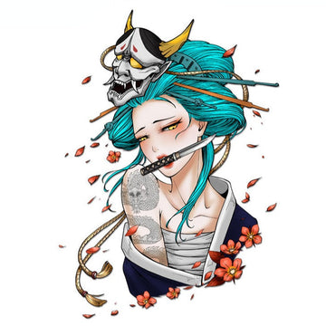 Japanese Geisha 'Demon Mask 1.0' Vinyl Car Sticker
