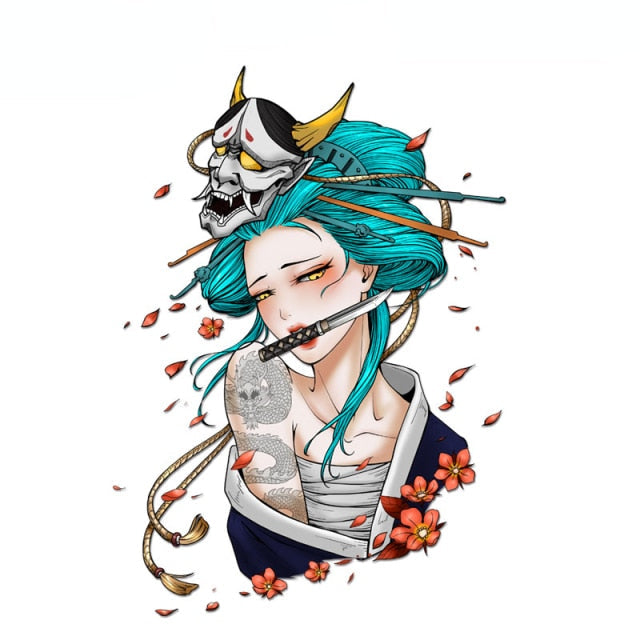 Japanese Geisha 'Demon Mask 1.0' Vinyl Car Sticker