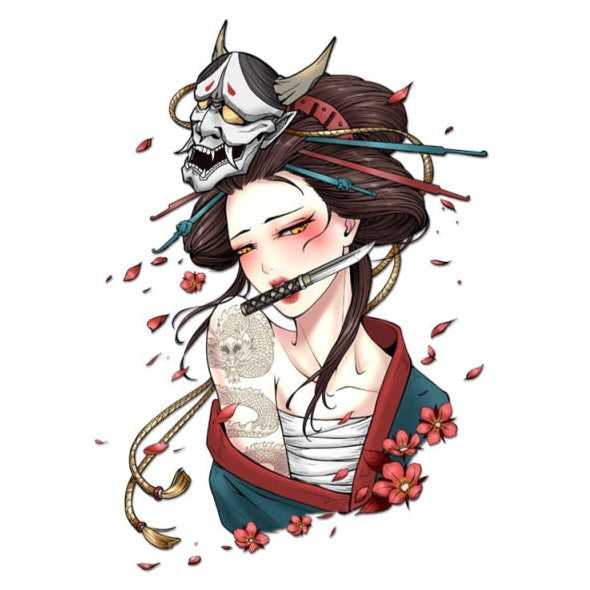 Japanese Geisha 'Demon Mask 3.0' Vinyl Car Sticker