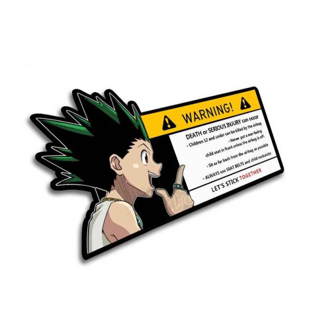Hunter x Hunter 'Gon Freecss | Warning | Let's Stick Together' Vinyl Car Sticker