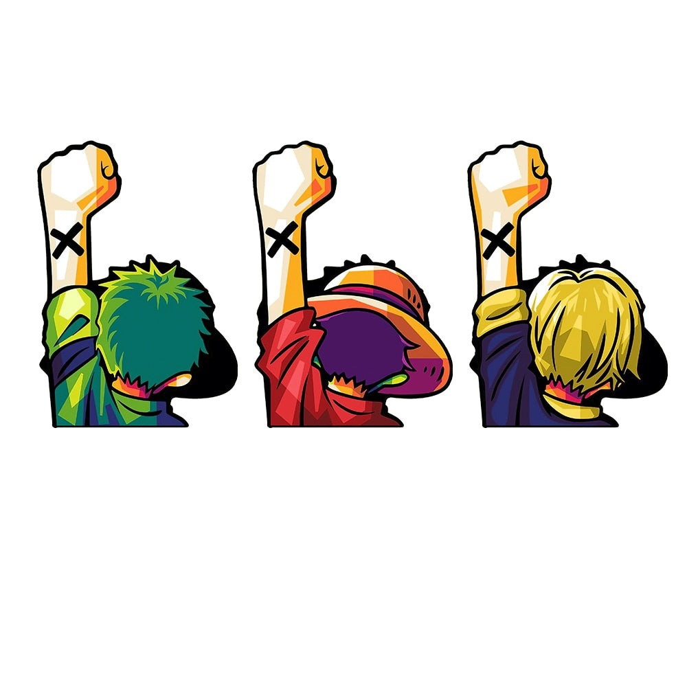 One Piece 'Luffy | Zoro | Sanji | Arm Raised' Vinyl Car 3D Motion Sticker