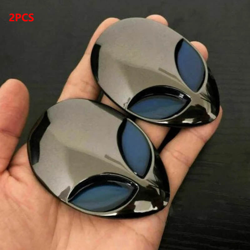 Cool 'Alien Head | Set of 2' Metal Car Sticker