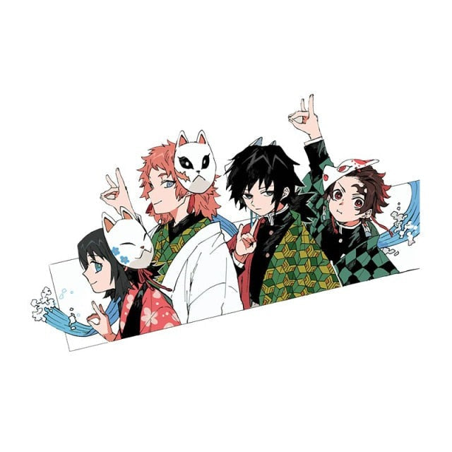 Demon Slayer 'Makomo | Sabito | Giyu | Tanjiro | Lining Up' Vinyl Car Peeker Sticker