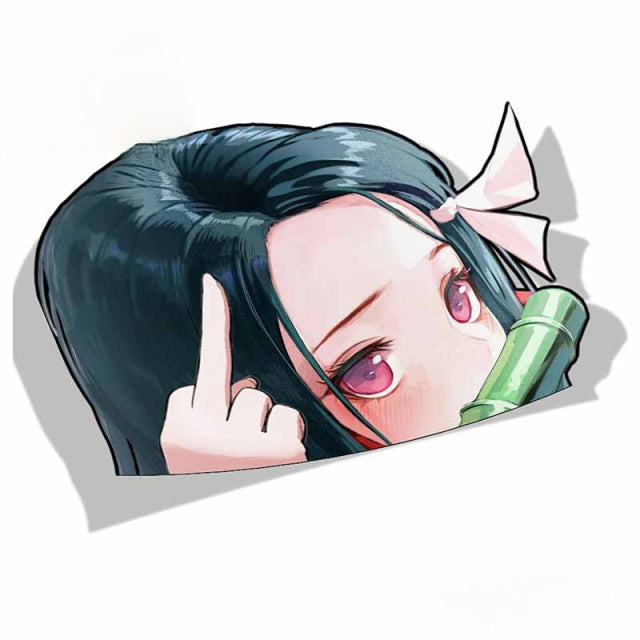 Demon Slayer 'Nezuko | Shadow | F U' Vinyl Car Peeker Sticker