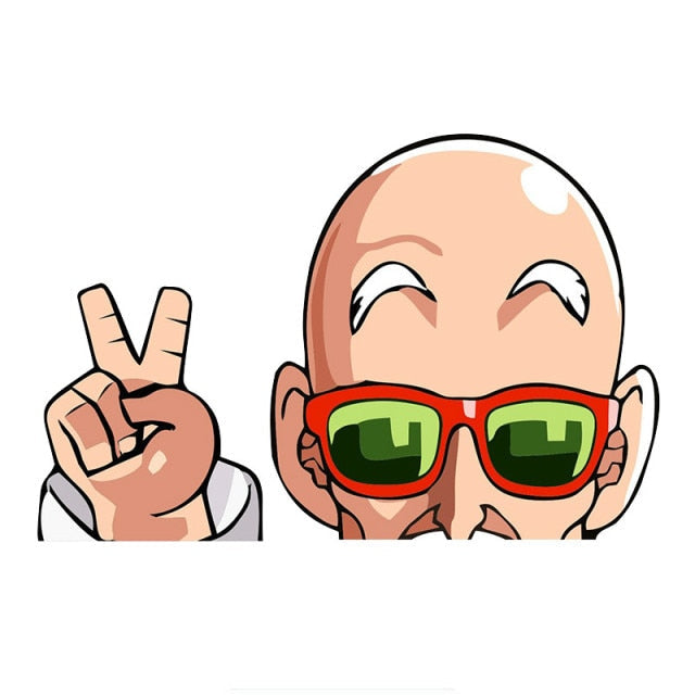 Dragon Ball Z 'Master Roshi | Peace Sign' Vinyl Car Peeker Sticker