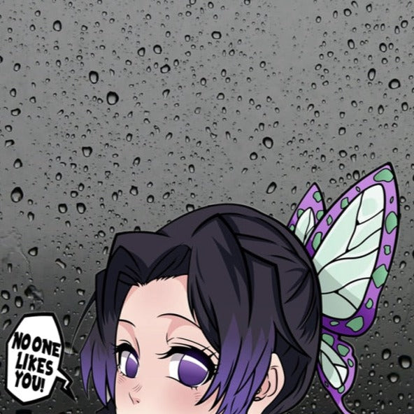 Demon Slayer 'Shinobu | No One Likes You!' Vinyl Car Peeker Sticker