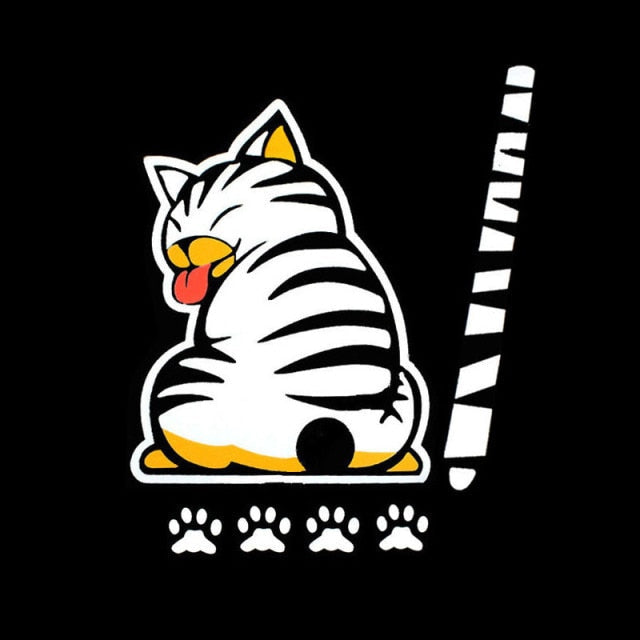 Cute Wacky Cat 'Paws and Tail' Vinyl Car Sticker