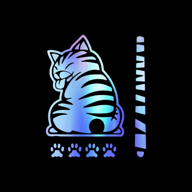 Cute Wacky Cat 'Paws and Tail' Vinyl Car Sticker