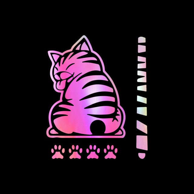 Cute Wacky Cat 'Paws and Tail' Vinyl Car Sticker