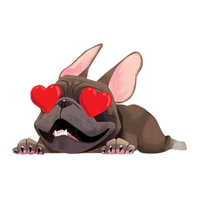 French Bulldog 'In Love' Vinyl Car Peeker Sticker