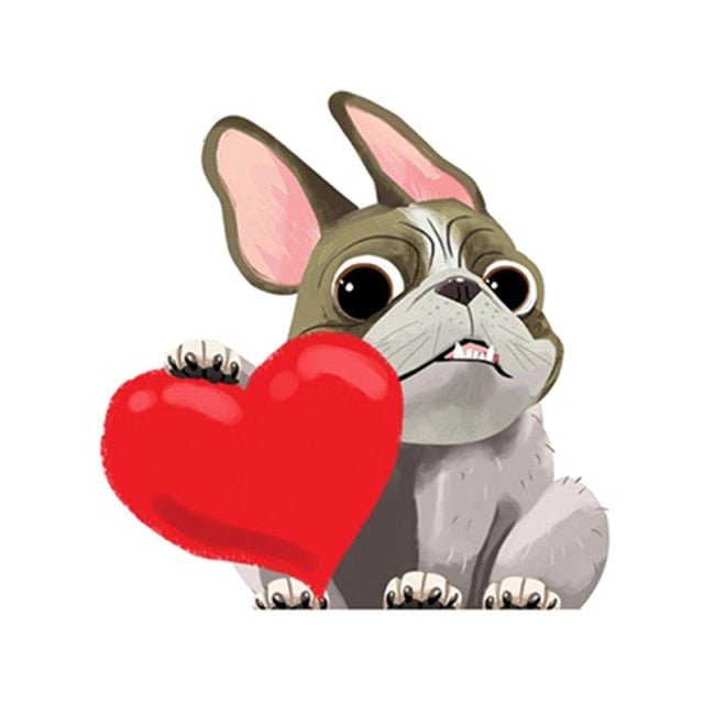 French Bulldog 'Heart' Vinyl Car Peeker Sticker