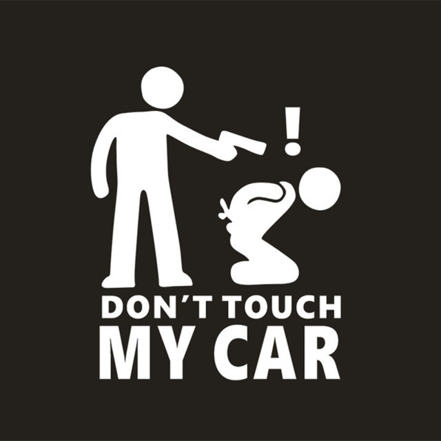 Don't Touch My Car 'Pointing Gun | Kneeling Man' Vinyl Car Sticker