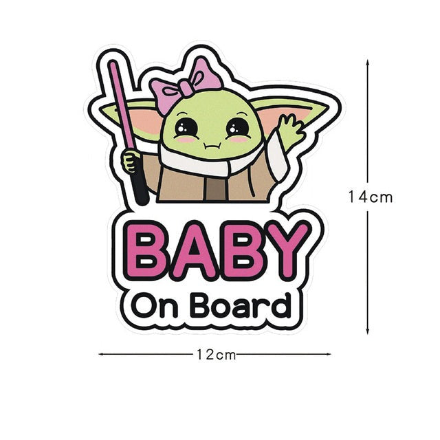 Star Wars 'Baby Girl Yoda | Pink Bow Tie | Baby On Board' Vinyl Car Sticker