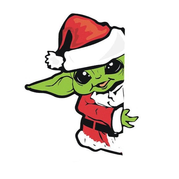 Star Wars 'Baby Yoda Santa | Christmas' Vinyl Car Peeker Sticker