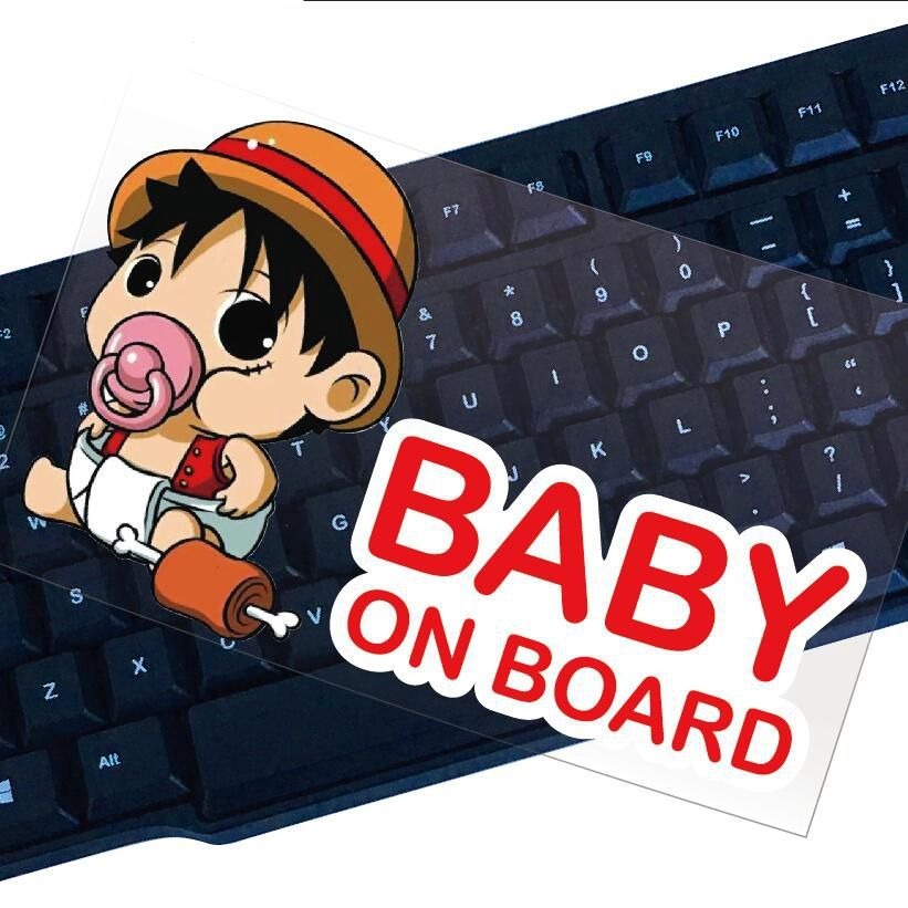 One Piece 'Luffy | Baby On Board | Pacifier | Serious' Vinyl Car Sticker