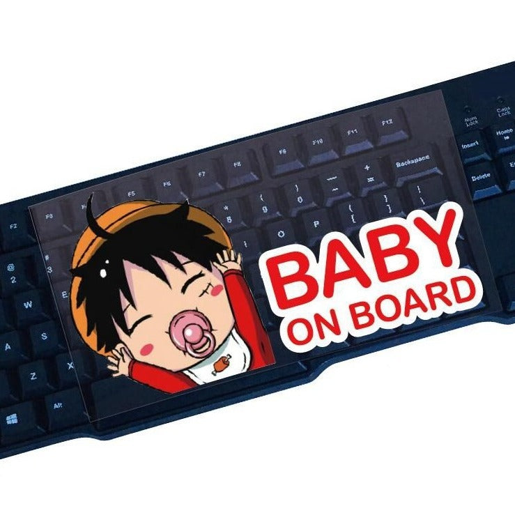 One Piece 'Luffy | Baby On Board | Pacifier | Happy' Vinyl Car Sticker