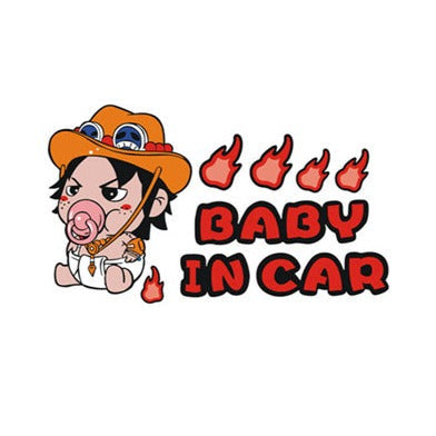 One Piece 'Ace | Baby In Car | Pacifier' Vinyl Car Sticker