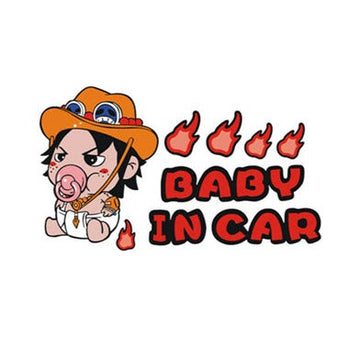 One Piece 'Ace | Baby In Car | Pacifier' Vinyl Car Sticker