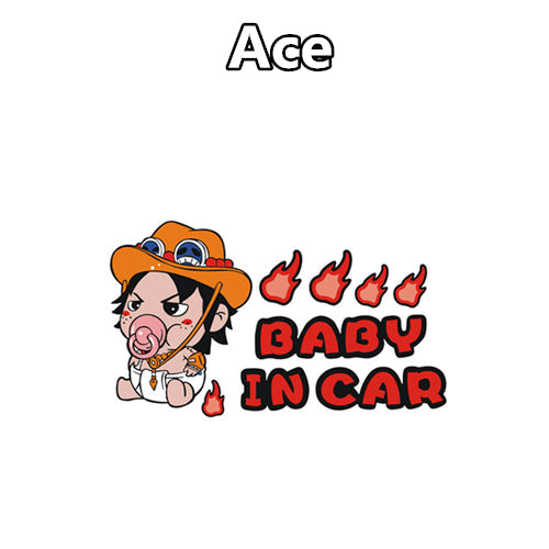 One Piece 'Ace | Baby In Car | Pacifier' Vinyl Car Sticker