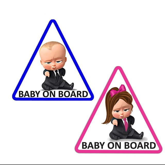 'Boss Baby & Girl Baby Boss | Baby On Board | Warning Sign' Vinyl Car Sticker
