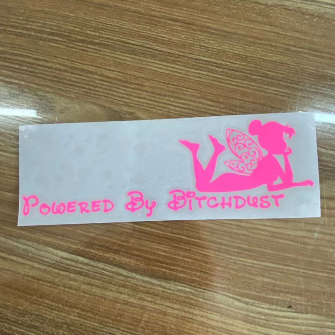Powered By B*tchdust 'Fairy Lying Down' Vinyl Car Sticker