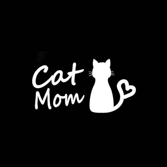 Cool 'Cat Mom | Heart Tail' Vinyl Car Sticker