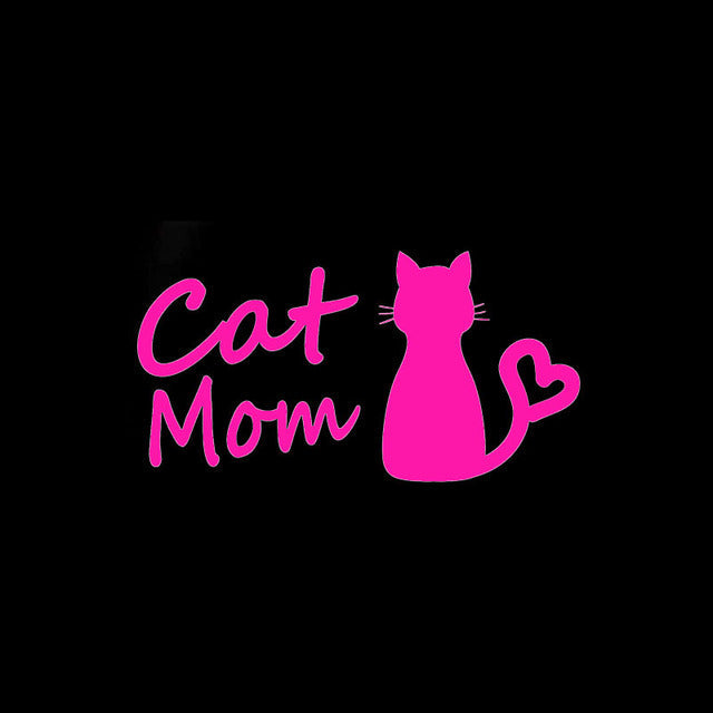 Cool 'Cat Mom | Heart Tail' Vinyl Car Sticker