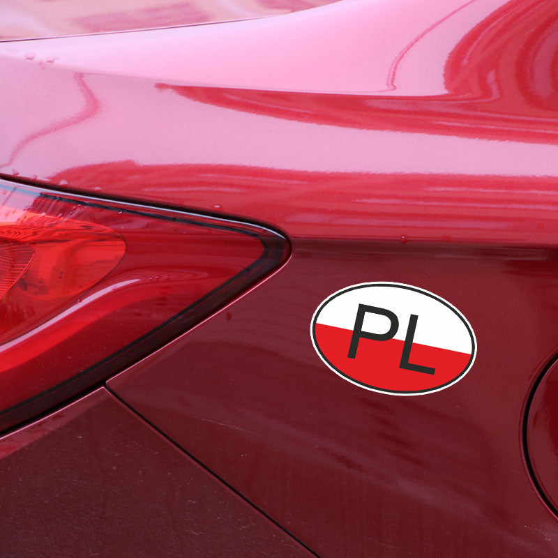 Flag of Poland 'PL Country Code | Oval' Vinyl Car Sticker