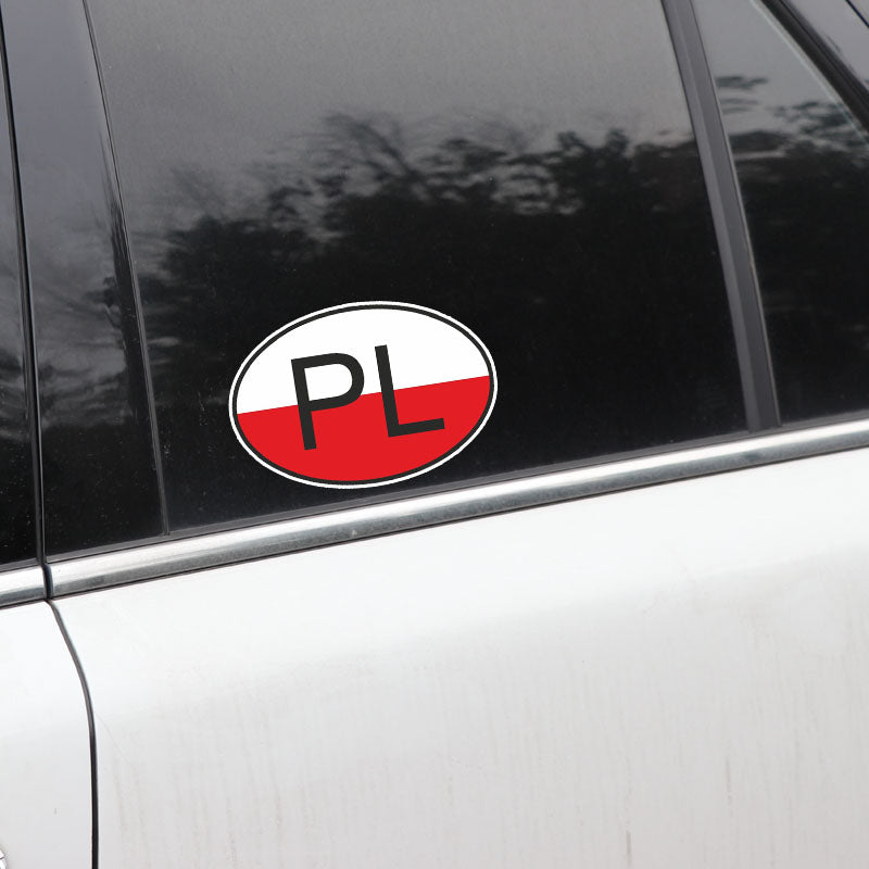 Flag of Poland 'PL Country Code | Oval' Vinyl Car Sticker