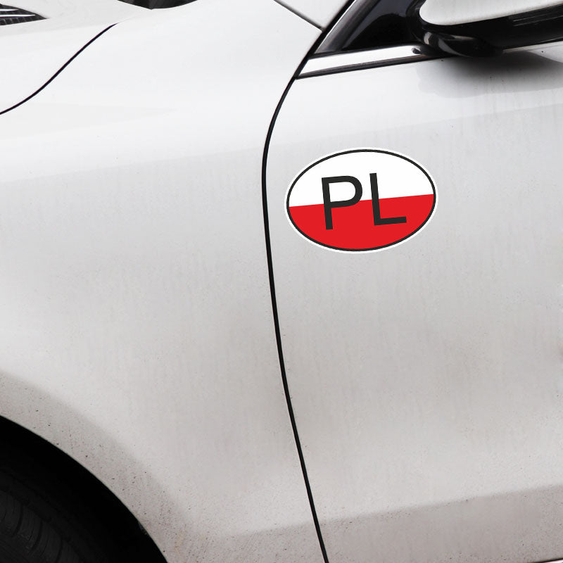Flag of Poland 'PL Country Code | Oval' Vinyl Car Sticker