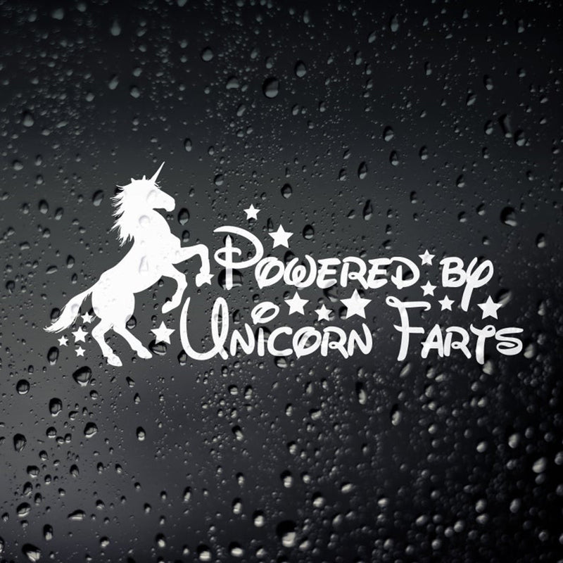 Powered By Unicorn Farts 'Standing Unicorn' Vinyl Car Sticker