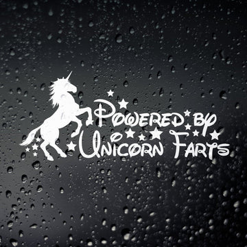 Powered By Unicorn Farts 'Standing Unicorn' Vinyl Car Sticker
