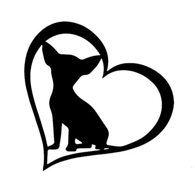 Chihuahua Dog 'Heart' Vinyl Car Sticker