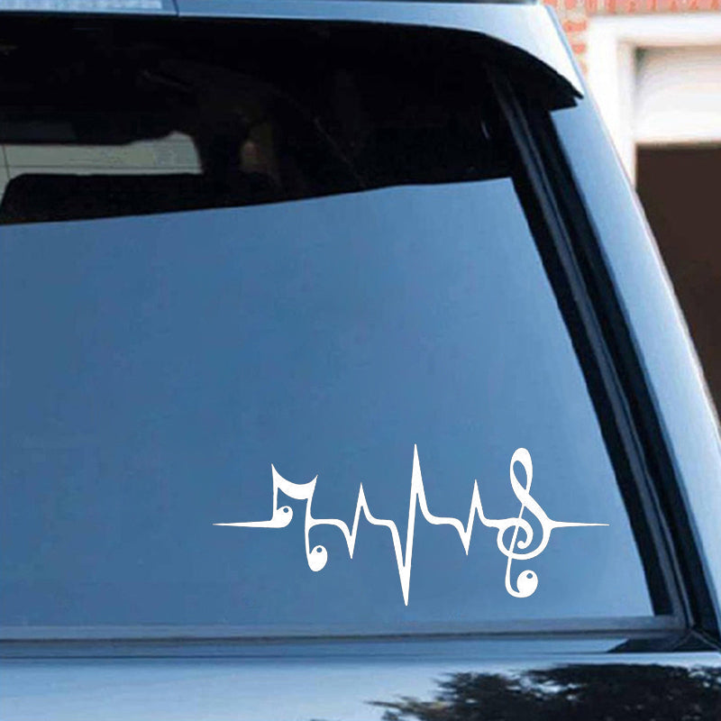 Cool 'Music Heartbeat | Notes' Vinyl Car Sticker