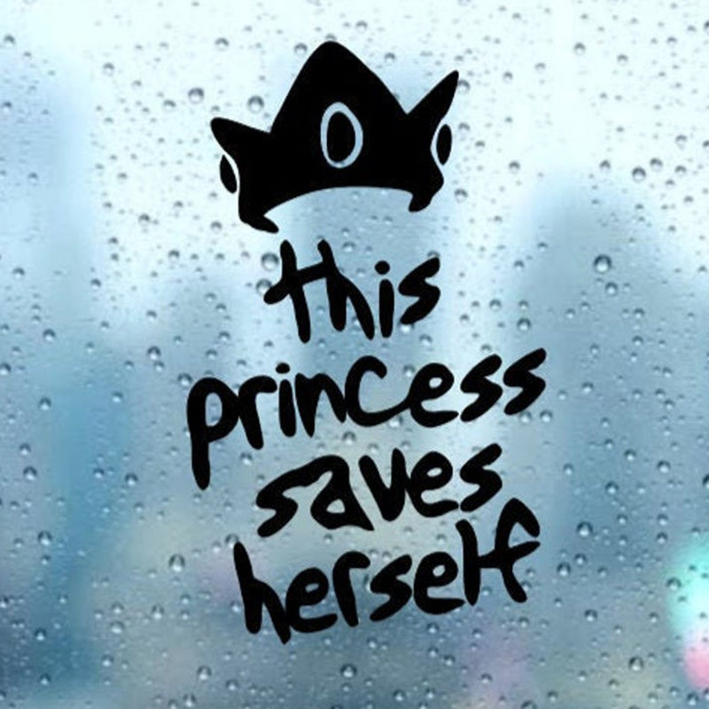 Cool 'This Princess Saves Herself | Crown' Vinyl Car Sticker