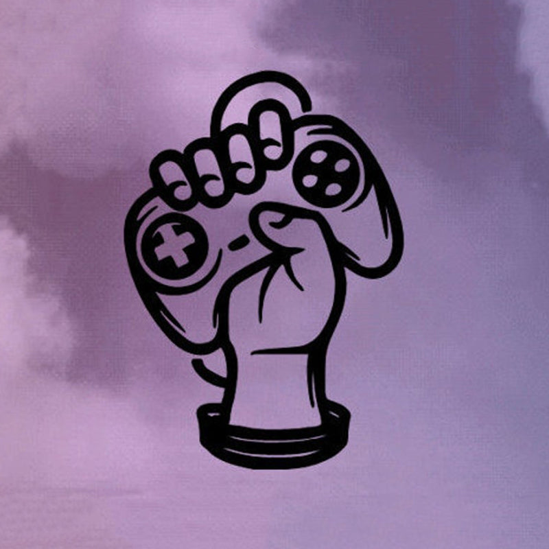 Cool 'Gamer Holding A Gamepad' Vinyl Car Sticker