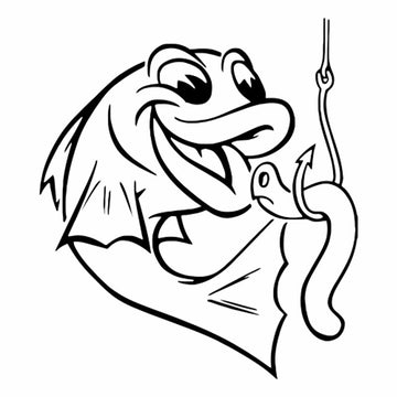 Catfish 'Worm On Hook' Vinyl Car Sticker