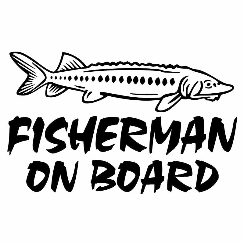 Fisherman On Board 'Sturgeon Fish' Vinyl Car Sticker