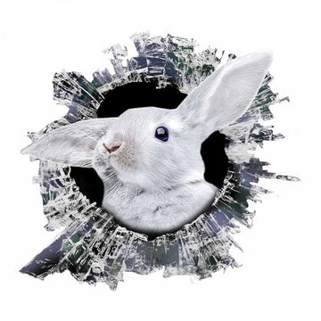 Broken Glass 'White Rabbit' Car Window Vinyl Sticker