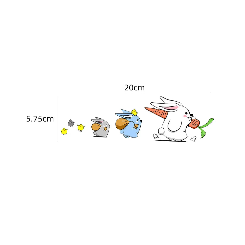 Cute 'White Bunny and Friends | Walking Right' Vinyl Car Sticker